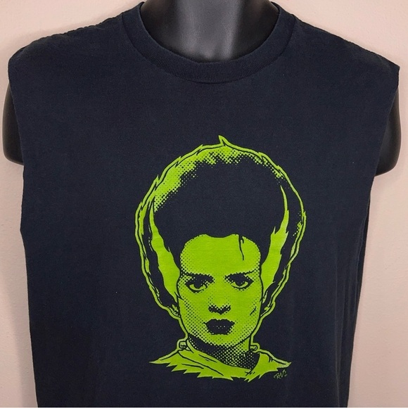 LARGE MENS BRIDE OF FRANKENSTEIN BLACK GREEN TSHIRT GOTH PSYCHOBILLY PUNK - Picture 3 of 7
